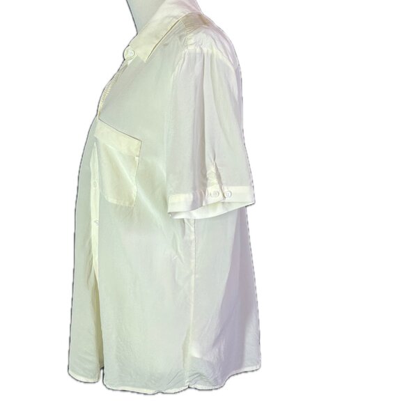 Joe Fresh Size XL Silk Short Sleeve Shirt Sheer Off-White - Picture 5 of 11